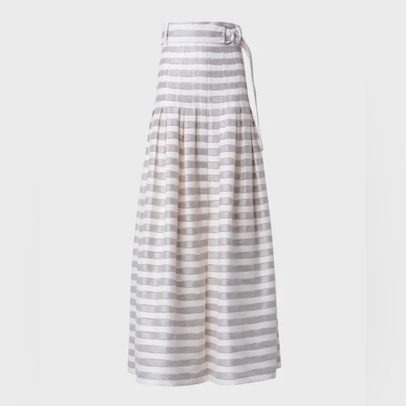 Akris Punto Linen Blend Kodak Striped Midi Skirt Size 2